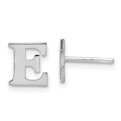 14K White Gold 14Kw Letter E Initial Post Earrings