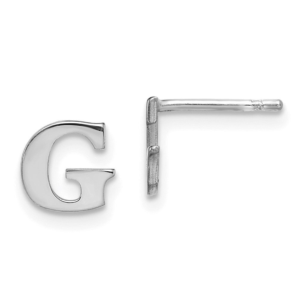 Sterling Silver Rhodium Plated Letter G Initial Post Earrings