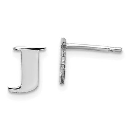 Sterling Silver Rhodium Plated Letter J Initial Post Earrings
