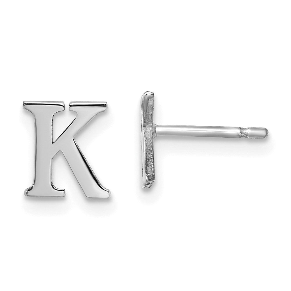 Sterling Silver Rhodium Plated Letter K Initial Post Earrings