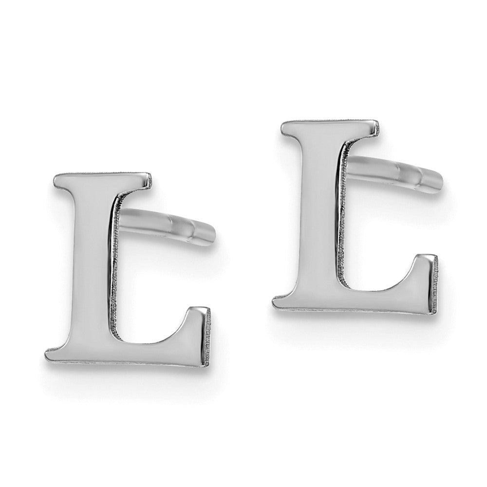 Sterling Silver Rhodium Plated Letter L Initial Post Earrings