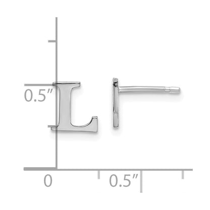Sterling Silver Rhodium Plated Letter L Initial Post Earrings