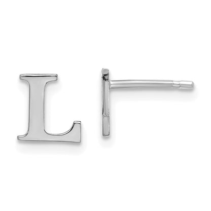 14K White Gold 14Kw Letter L Initial Post Earrings