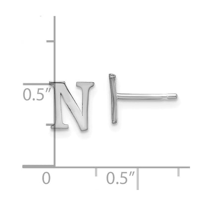 14K White Gold 14Kw Letter N Initial Post Earrings