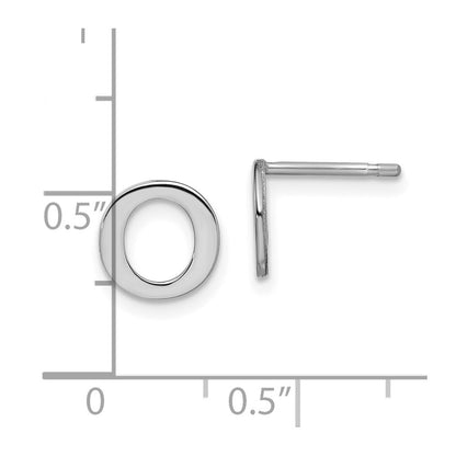 Sterling Silver Rhodium Plated Letter O Initial Post Earrings