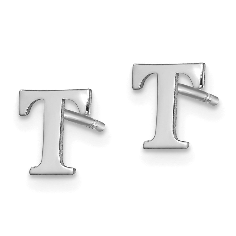 Sterling Silver Rhodium Plated Letter T Initial Post Earrings