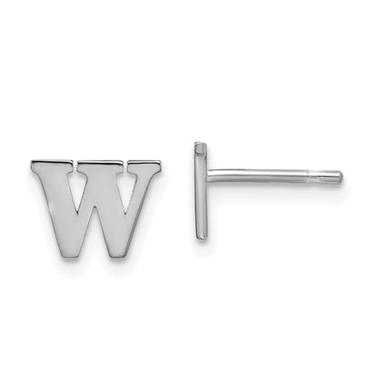 14K White Gold 14Kw Letter W Initial Post Earrings