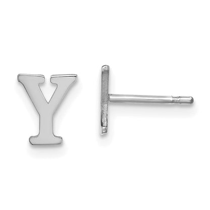 Sterling Silver Rhodium Plated Letter Y Initial Post Earrings