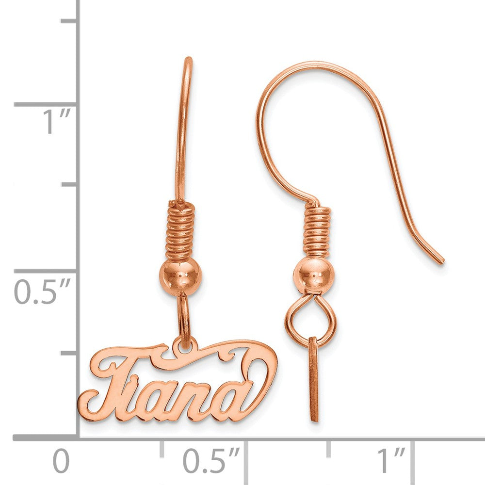 Rose Plated Sterling Silver/Rose Name Plate Dangle Earrings