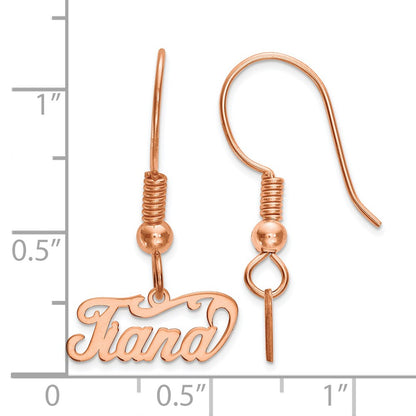 Rose Plated Sterling Silver/Rose Name Plate Dangle Earrings