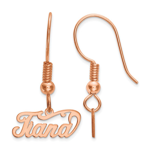 Rose Plated Sterling Silver/Rose Name Plate Dangle Earrings