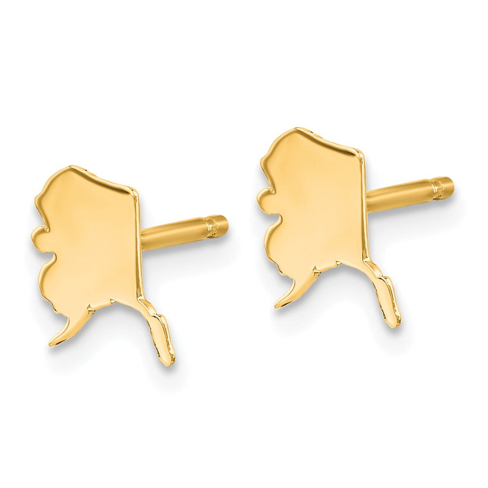 14K Yellow Gold 14Ky Alaska State Earrings