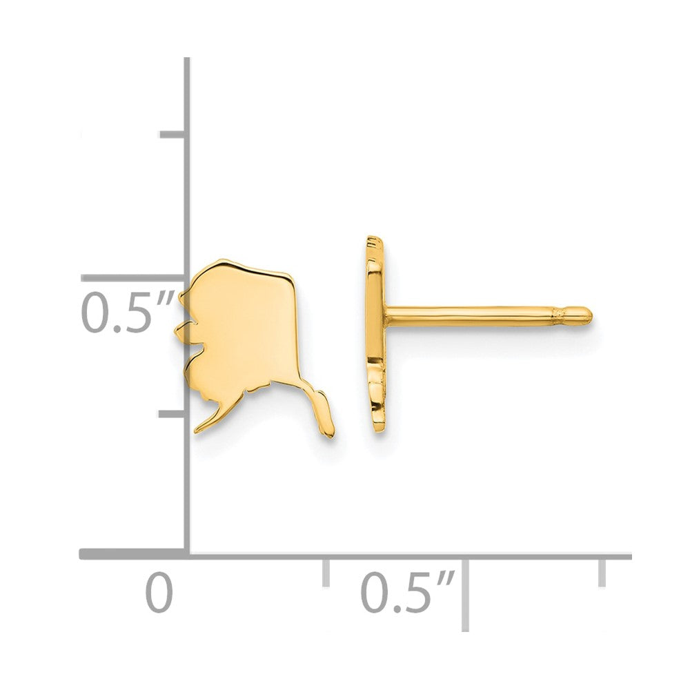 14K Yellow Gold 14Ky Alaska State Earrings