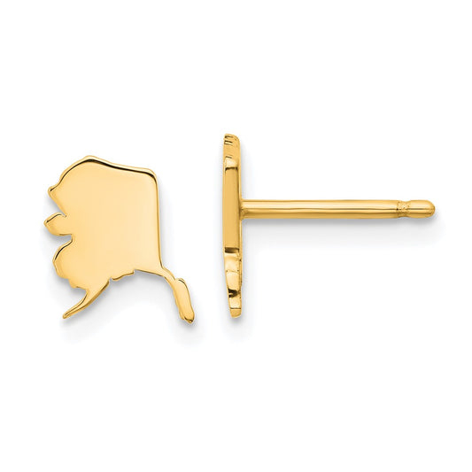14K Yellow Gold 14Ky Alaska State Earrings