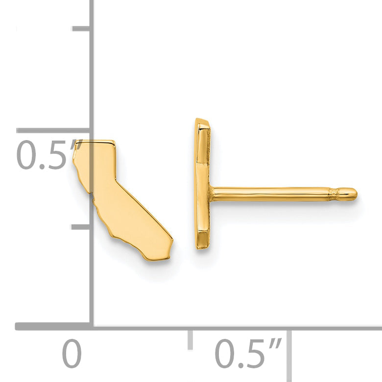 14K Yellow Gold 14Ky California State Earrings