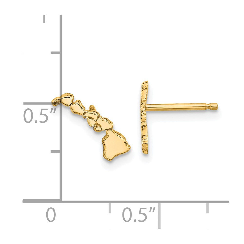 14K Yellow Gold 14Ky Hawaii State Earrings