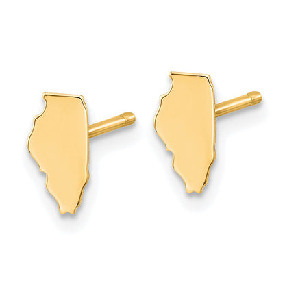 Gold Plated Sterling Silver/Gold Illinois State Earrings