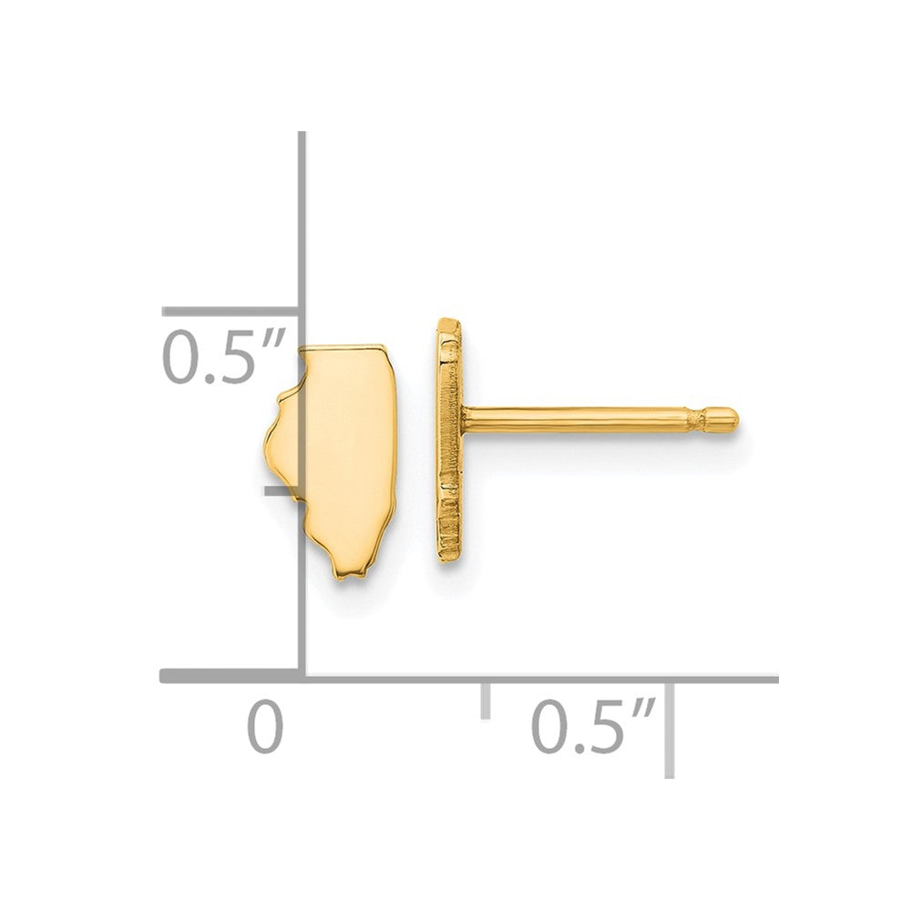 Gold Plated Sterling Silver/Gold Illinois State Earrings