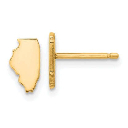 Gold Plated Sterling Silver/Gold Illinois State Earrings