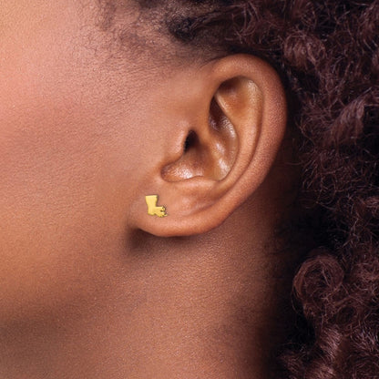 Gold Plated Sterling Silver/Gold Louisiana State Earrings