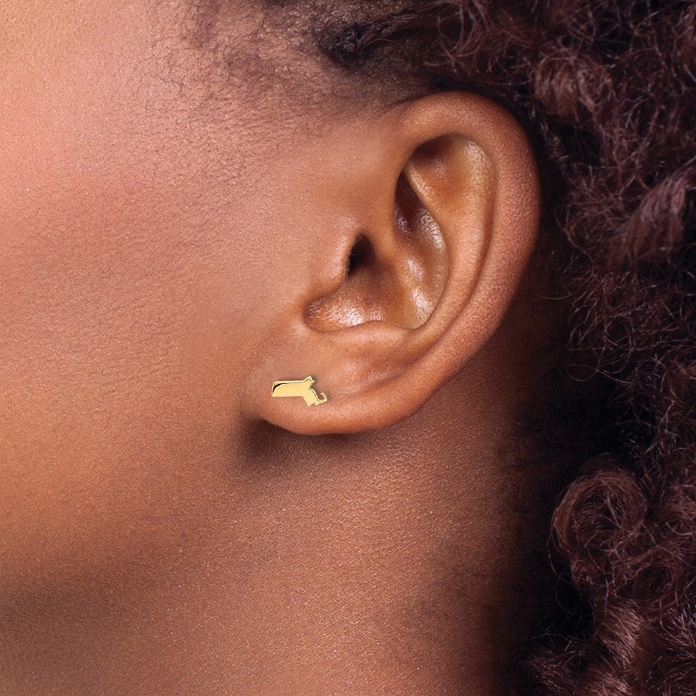 Gold Plated Sterling Silver/Gold Massachusetts State Earrings