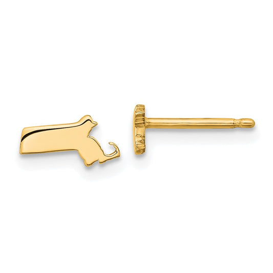 14K Yellow Gold 14Ky Massachusetts State Earrings