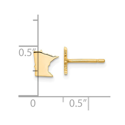 14K Yellow Gold 14Ky Minnesota State Earrings