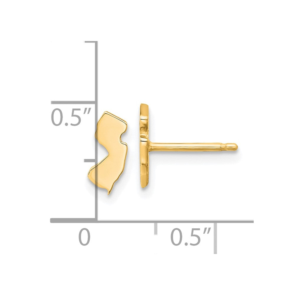 14K Yellow Gold 14Ky New Jersey State Earrings