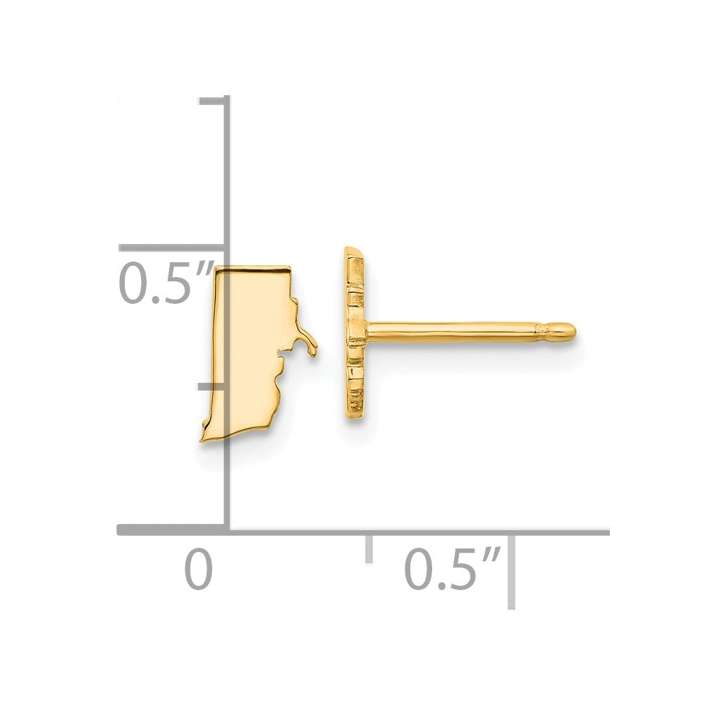 Gold Plated Sterling Silver/Gold Rhode Island State Earrings