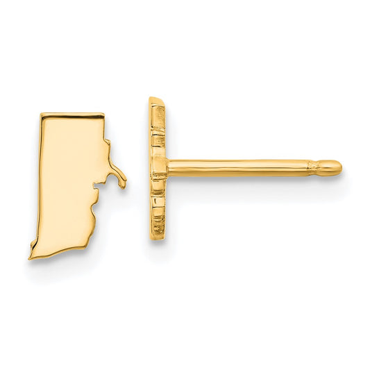 14K Yellow Gold 14Ky Rhode Island State Earrings