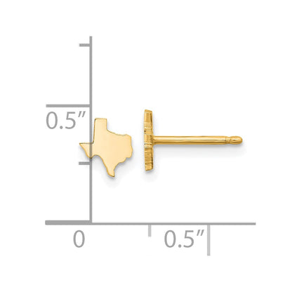 14K Yellow Gold 14Ky Texas State Earrings