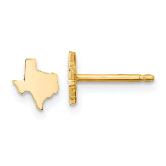 14K Yellow Gold 14Ky Texas State Earrings