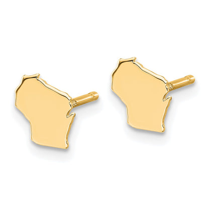 14K Yellow Gold 14Ky Wisconsin State Earrings