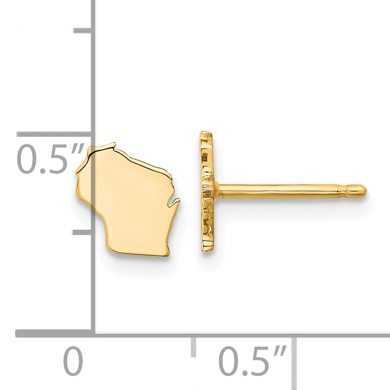 Gold Plated Sterling Silver/Gold Wisconsin State Earrings