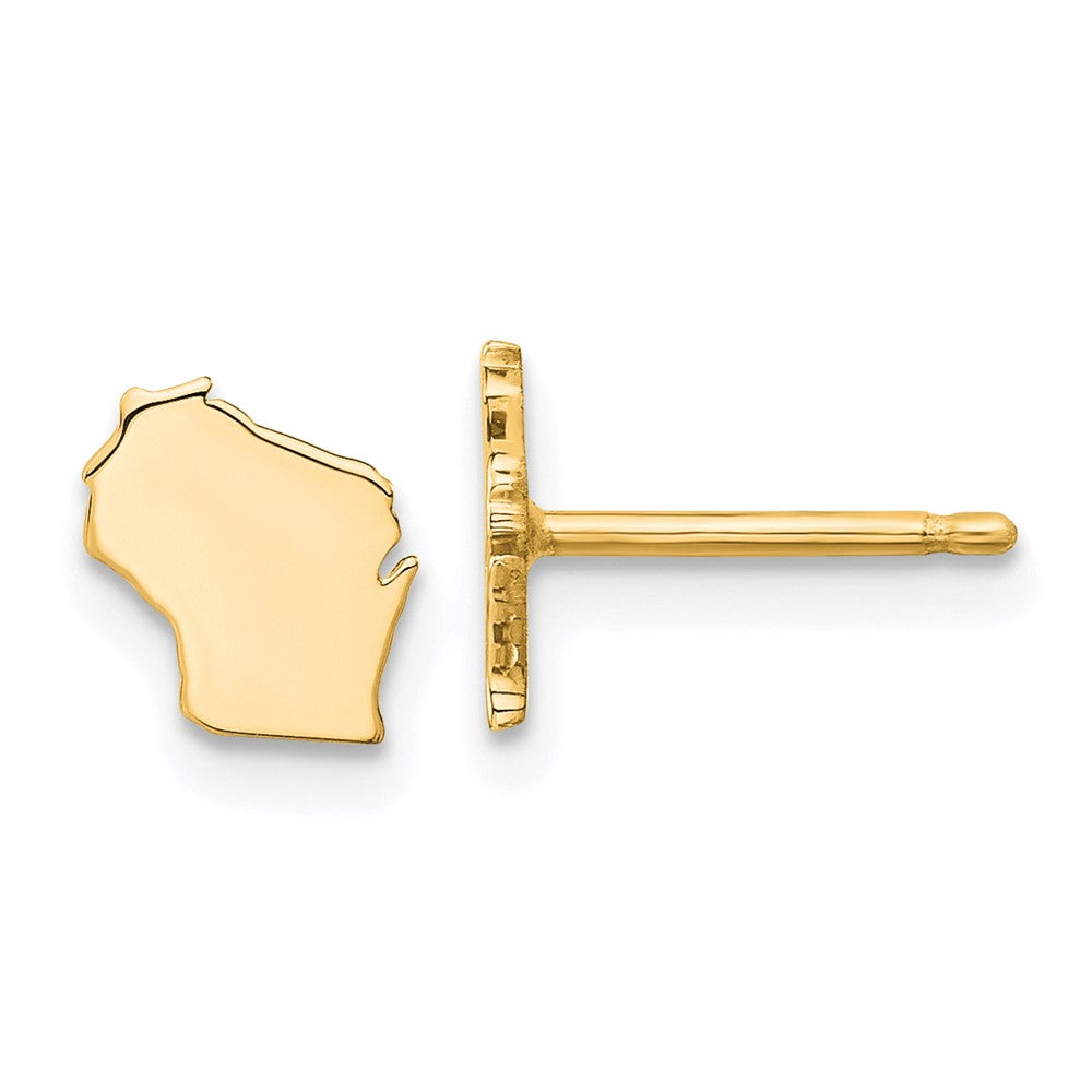 14K Yellow Gold 14Ky Wisconsin State Earrings