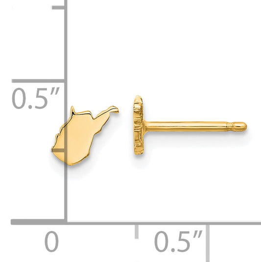 14K Yellow Gold 14Ky West Virginia State Earrings