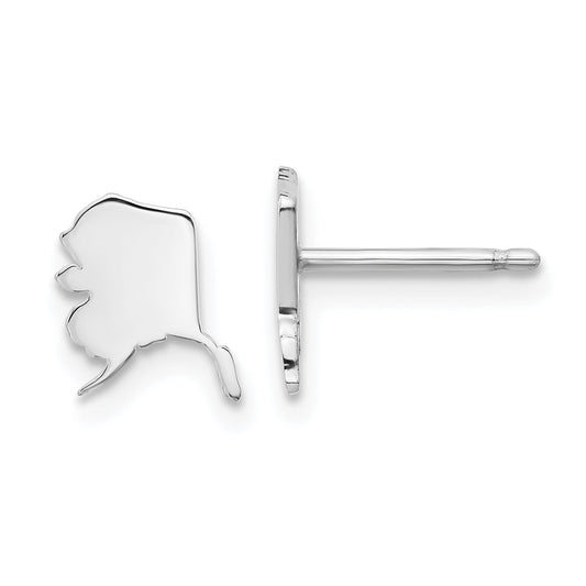 Sterling Silver Silver/Rhodium Plated Alaska State Earrings