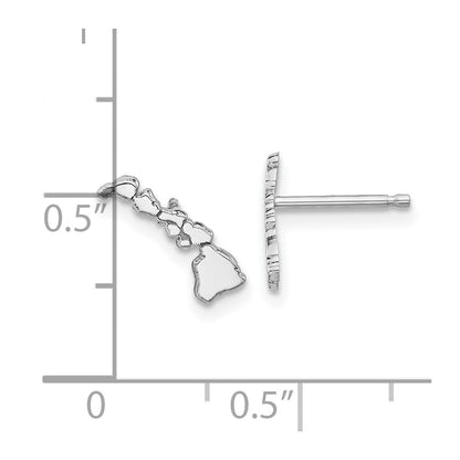 Sterling Silver Silver/Rhodium Plated Hawaii State Earrings