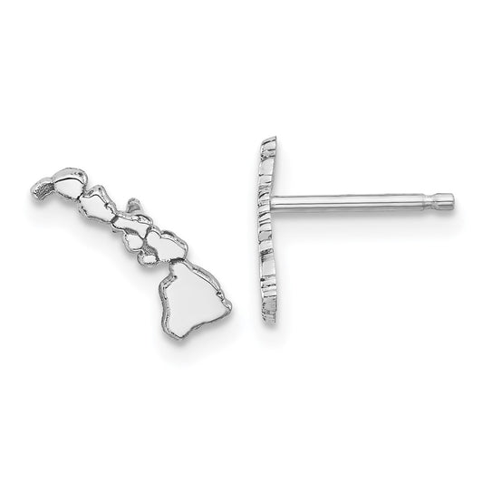 Sterling Silver Silver/Rhodium Plated Hawaii State Earrings