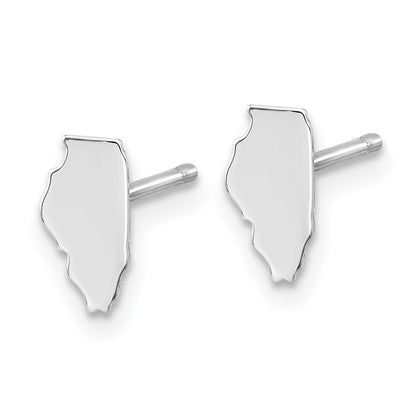 Sterling Silver Silver/Rhodium Plated Illinois State Earrings