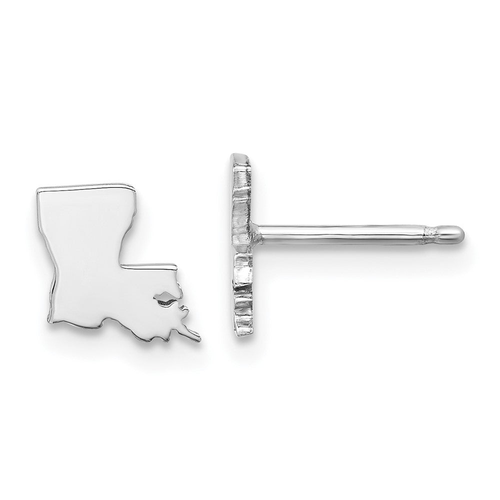 Sterling Silver Silver/Rhodium Plated Louisiana State Earrings