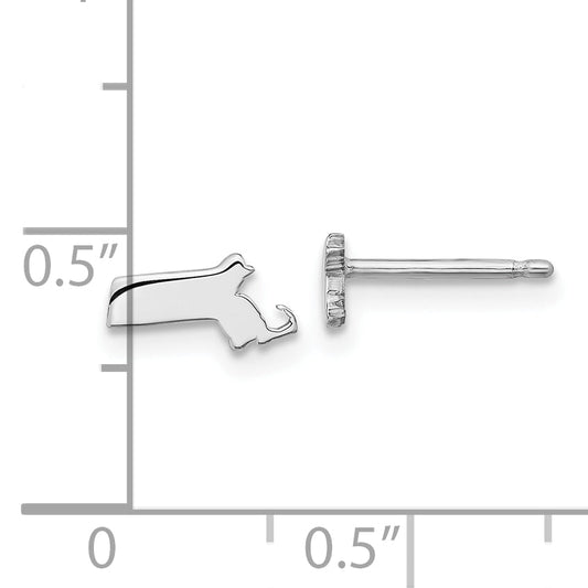 Sterling Silver Silver/Rhodium Plated Massachusetts State Earrings