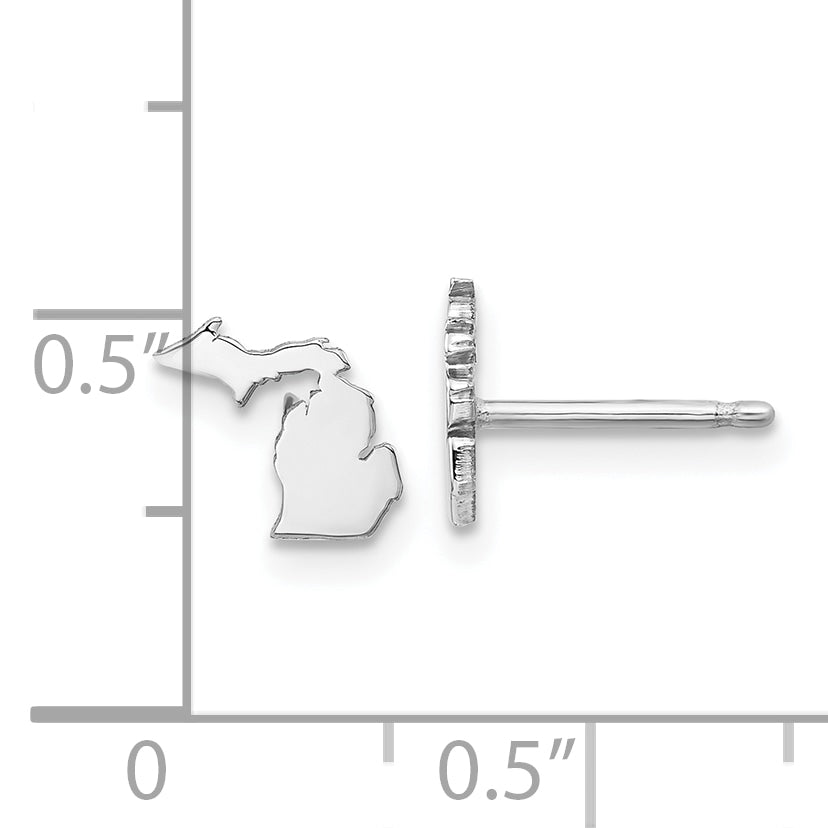 Sterling Silver Silver/Rhodium Plated Michigan State Earrings