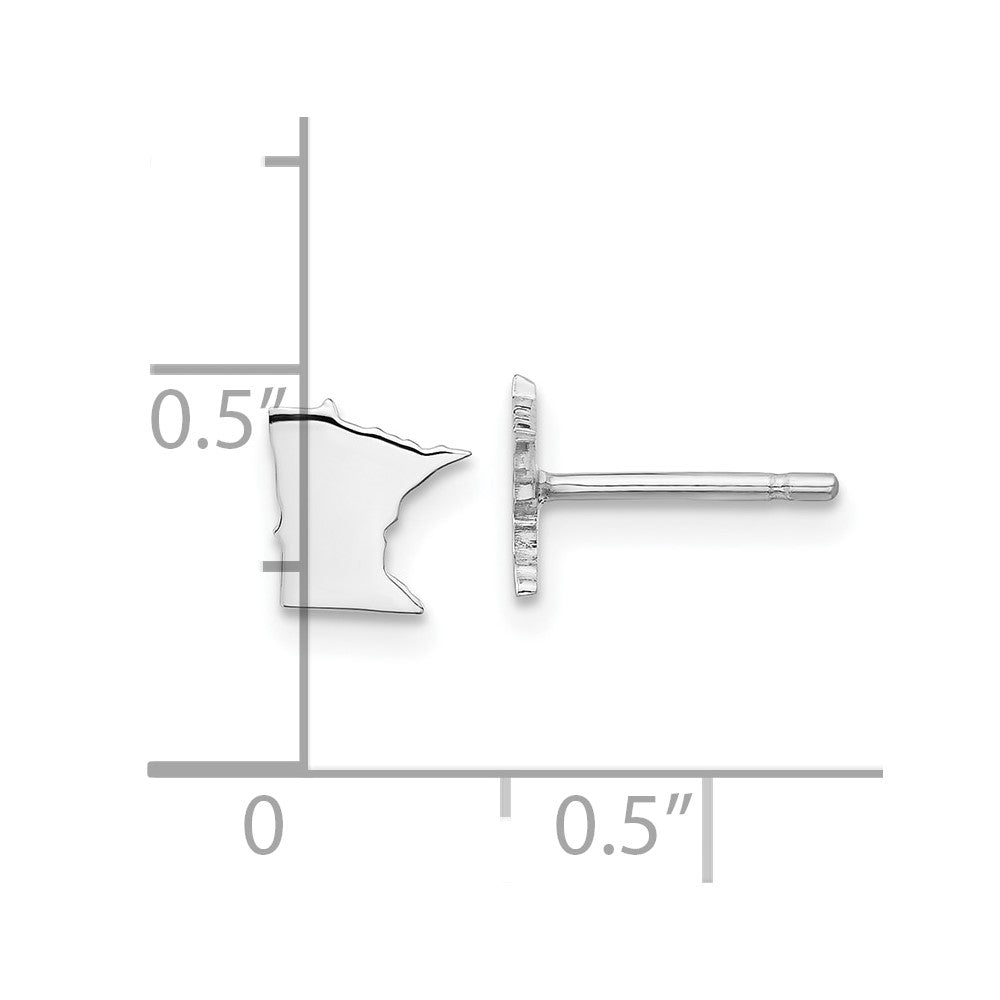 Sterling Silver Silver/Rhodium Plated Minnesota State Earrings