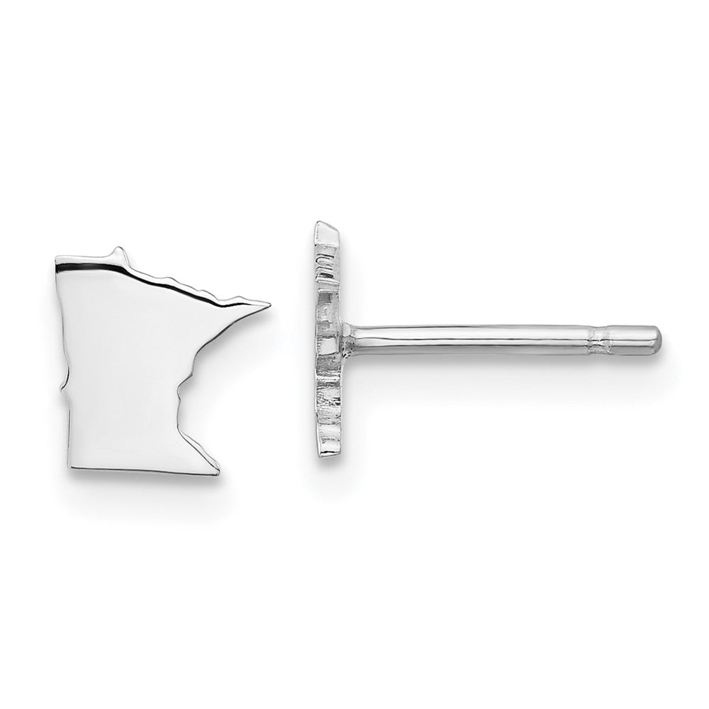 Sterling Silver Silver/Rhodium Plated Minnesota State Earrings