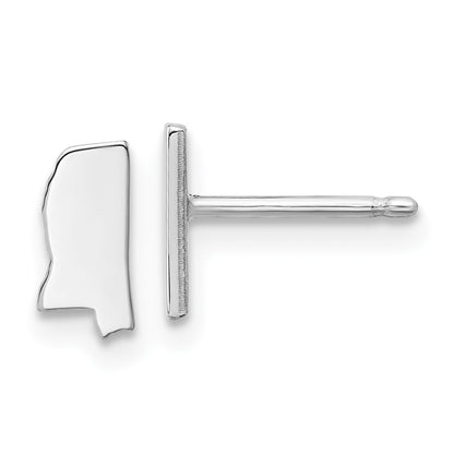 Sterling Silver Silver/Rhodium Plated Mississippi State Earrings