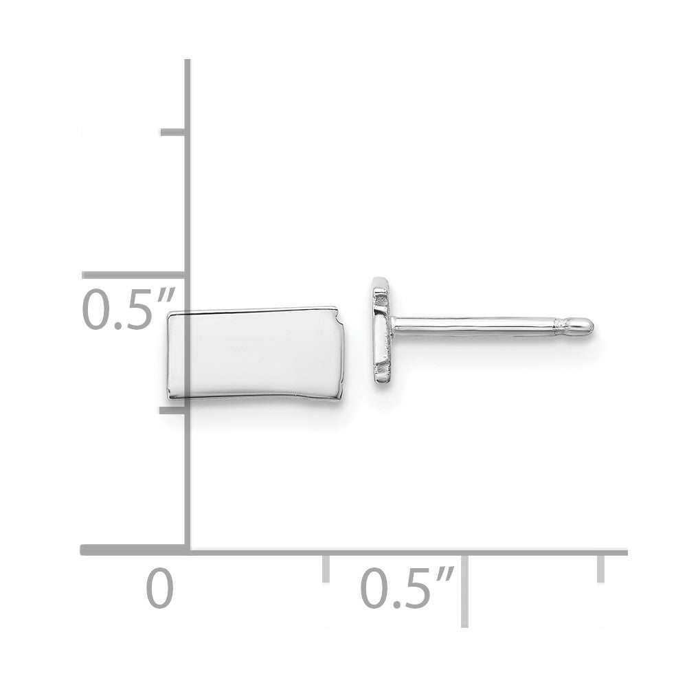 Sterling Silver Silver/Rhodium Plated North Dakota State Earrings