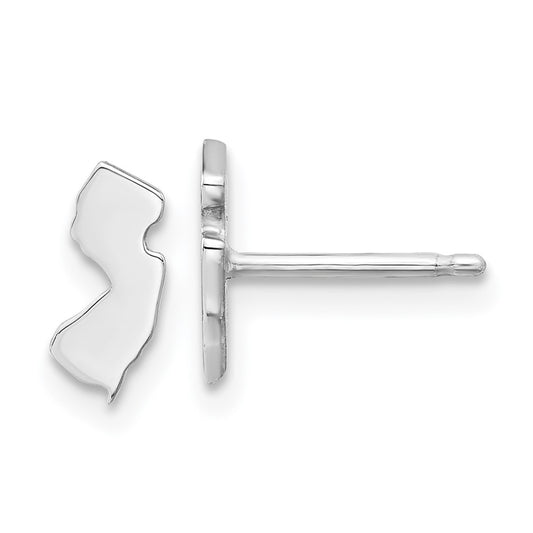 Sterling Silver Silver/Rhodium Plated New Jersey State Earrings