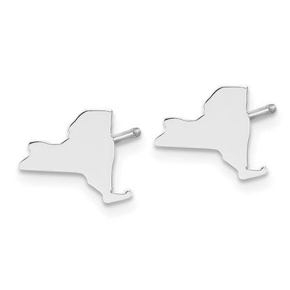 Sterling Silver Silver/Rhodium Plated New York State Earrings
