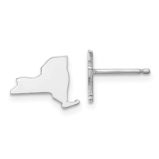 Sterling Silver Silver/Rhodium Plated New York State Earrings